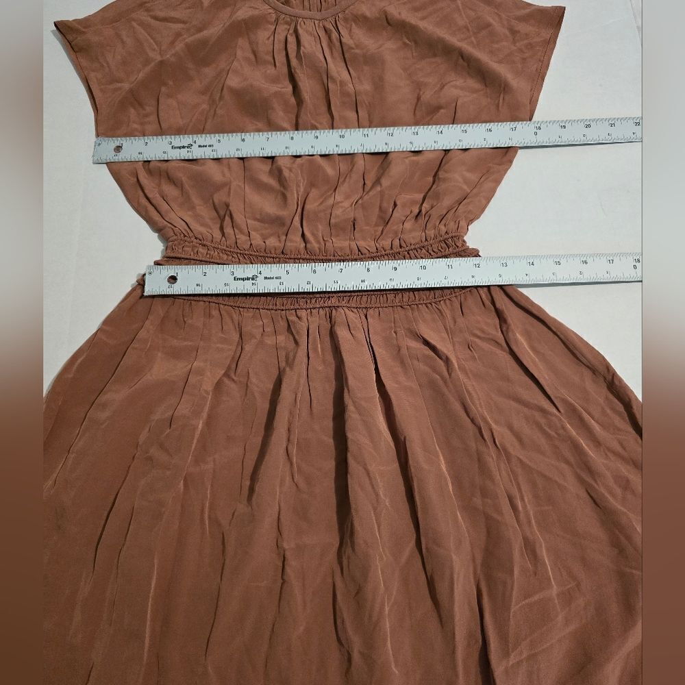 NWOT Everlane The Gathered Midi Dress Carob Brown Size  XXS - Picture 7 of 12